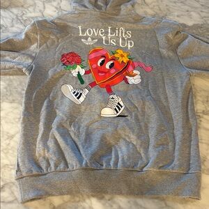 Adidas Heather Gray Hoodie with graphic Logo, size small